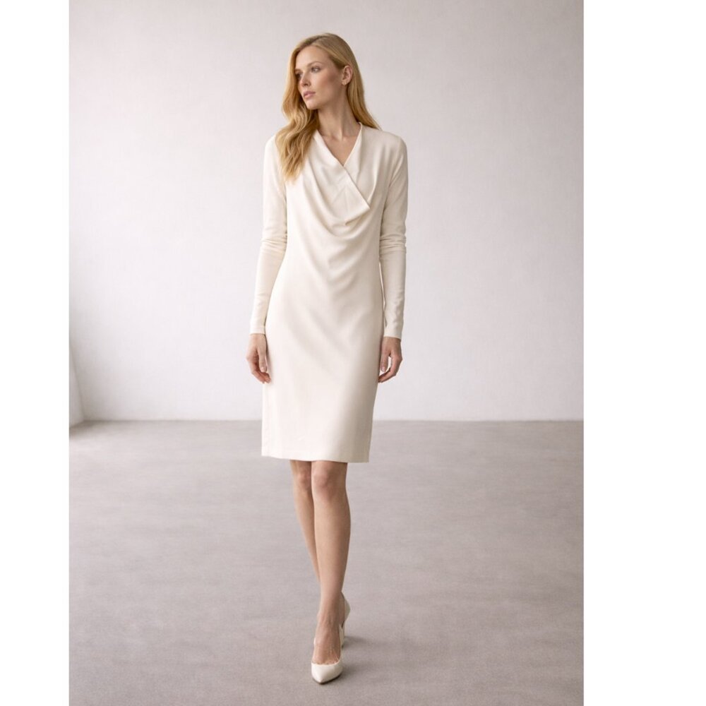 Salvatore Ferragamo Wool Ivory Draped Dress